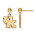 Sterling Silver Gold-plated LogoArt University of Kentucky U-K Dangle Ball Post Earrings