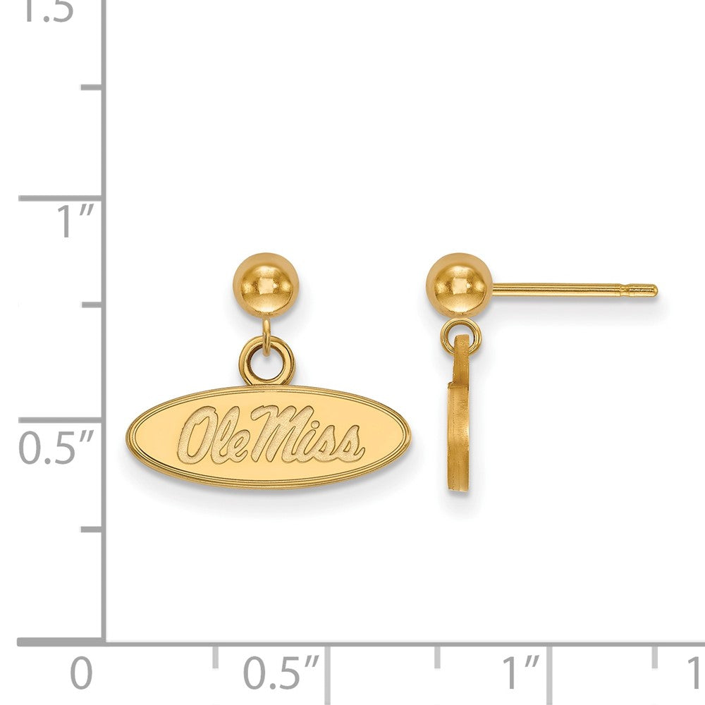 14k Gold LogoArt University of Mississippi Ole Miss Oval Dangle Ball Post Earrings