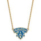 Sterling Silver Gold-plated LogoArt University of New Orleans U-N-O Large Enameled Pendant 18 inch Necklace