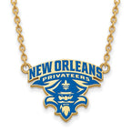Sterling Silver Gold-plated LogoArt University of New Orleans U-N-O Large Enameled Pendant 18 inch Necklace