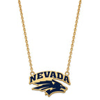 Sterling Silver Gold-plated LogoArt University of Nevada-Reno Large Enameled Pendant 18 inch Necklace