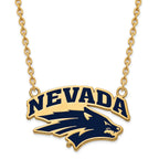 Sterling Silver Gold-plated LogoArt University of Nevada-Reno Large Enameled Pendant 18 inch Necklace