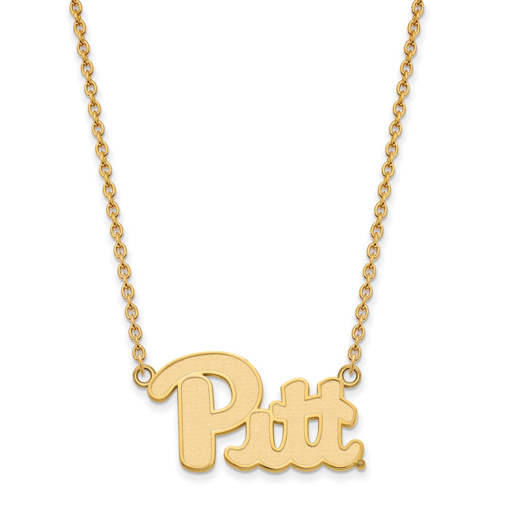 Sterling Silver Gold-plated LogoArt University of Pittsburgh Large Pendant 18 inch Necklace