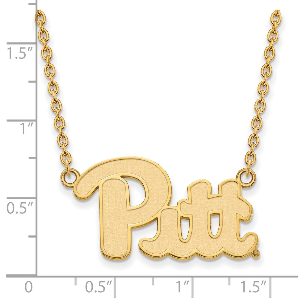 Sterling Silver Gold-plated LogoArt University of Pittsburgh Large Pendant 18 inch Necklace