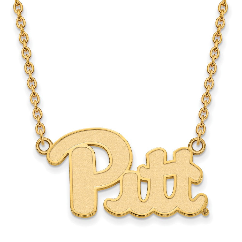 Sterling Silver Gold-plated LogoArt University of Pittsburgh Large Pendant 18 inch Necklace