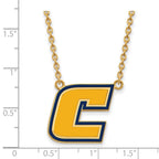 Sterling Silver Gold-plated LogoArt University of Tennessee at Chattanooga Letter C Large Enameled Pendant 18 inch Necklace