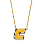 Sterling Silver Gold-plated LogoArt University of Tennessee at Chattanooga Letter C Large Enameled Pendant 18 inch Necklace