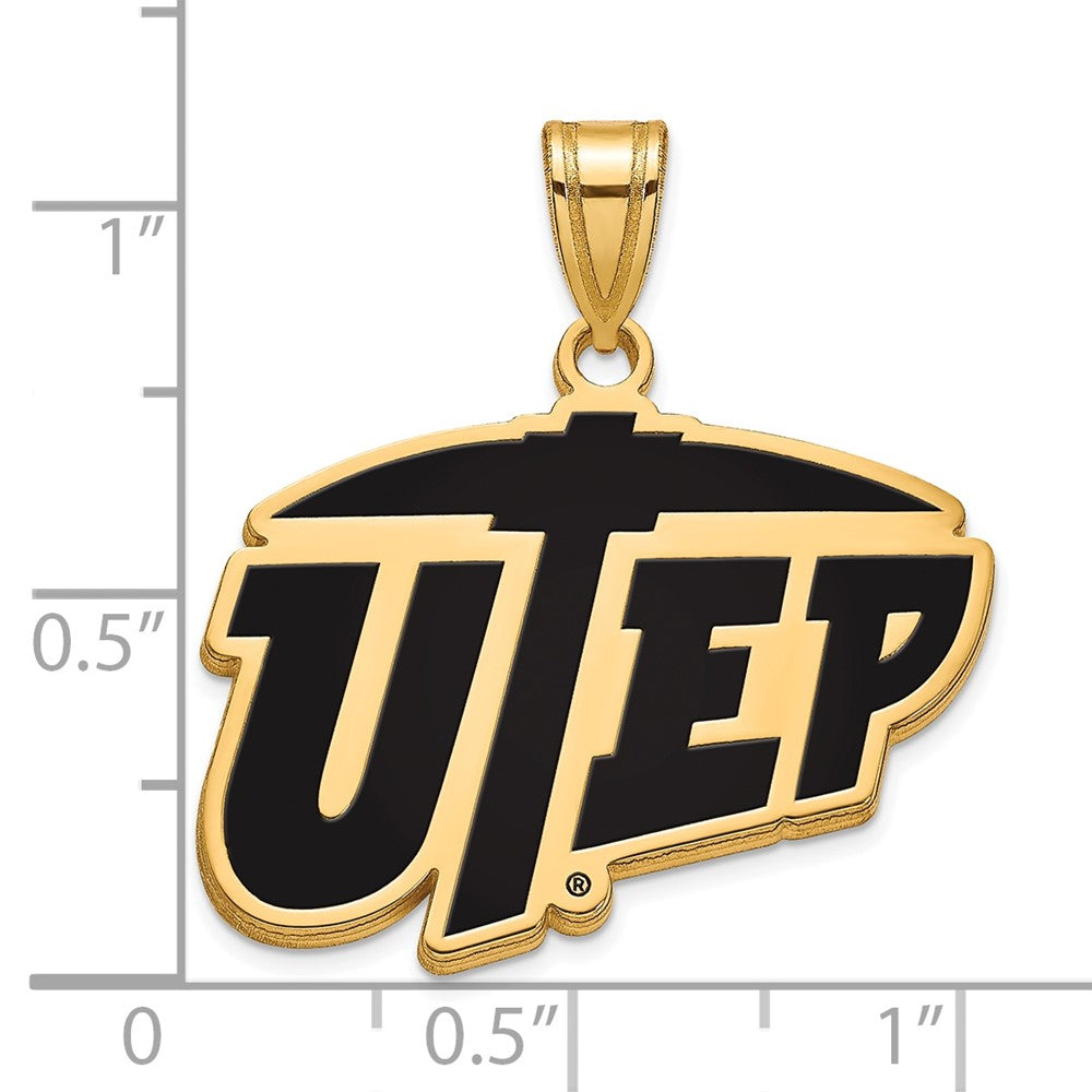 Sterling Silver Gold-plated LogoArt University of Texas at El Paso Large Enameled Pendant