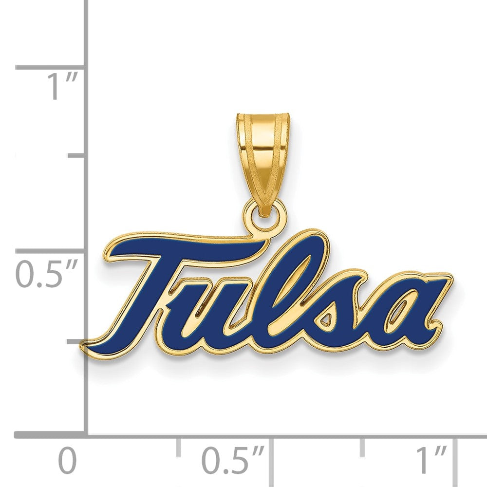 Sterling Silver Gold-plated LogoArt University of Tulsa T-U Large Enameled Pendant