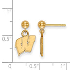 14k Gold LogoArt University of Wisconsin Letter W Dangle Ball Post Earrings