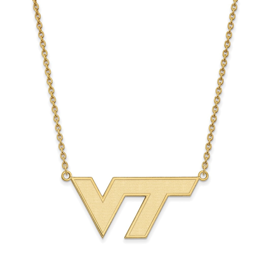 10k Gold LogoArt Virginia Tech V-T Large Pendant 18 inch Necklace