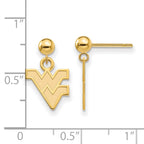 Sterling Silver Gold-plated LogoArt West Virginia University W-V Dangle Ball Post Earrings