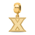 Sterling Silver Gold-plated LogoArt Xavier University Letter X Small Dangle Bead Charm