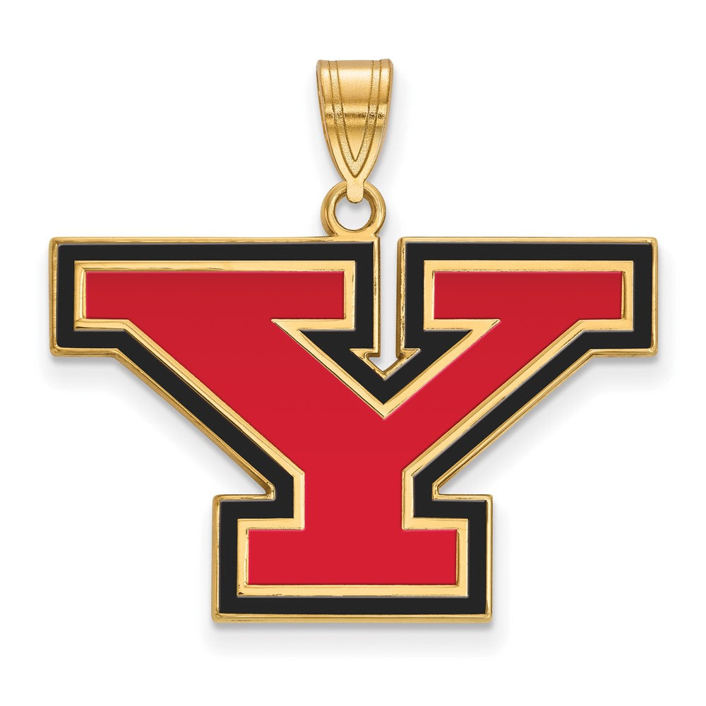 Sterling Silver Gold-plated LogoArt Youngstown State University Letter Y Large Enameled Pendant