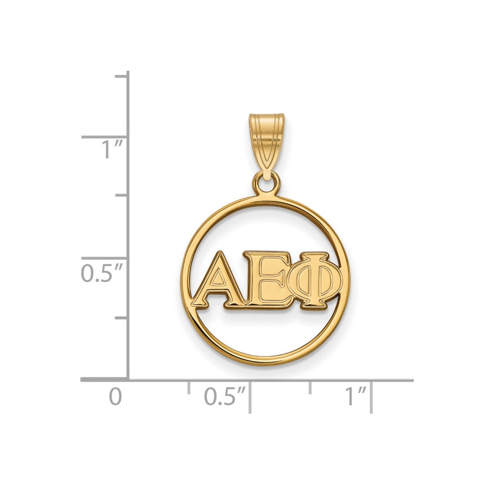 Sterling Silver Gold-plated LogoArt Alpha Epsilon Phi Sorority Greek Letters Small Circle Pendant