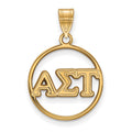 Sterling Silver Gold-plated LogoArt Alpha Sigma Tau Sorority Greek Letters Medium Circle Pendant