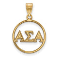 Sterling Silver Gold-plated LogoArt Alpha Sigma Alpha Sorority Greek Letters Small Circle Pendant
