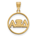 Sterling Silver Gold-plated LogoArt Alpha Xi Delta Sorority Greek Letters Medium Circle Pendant