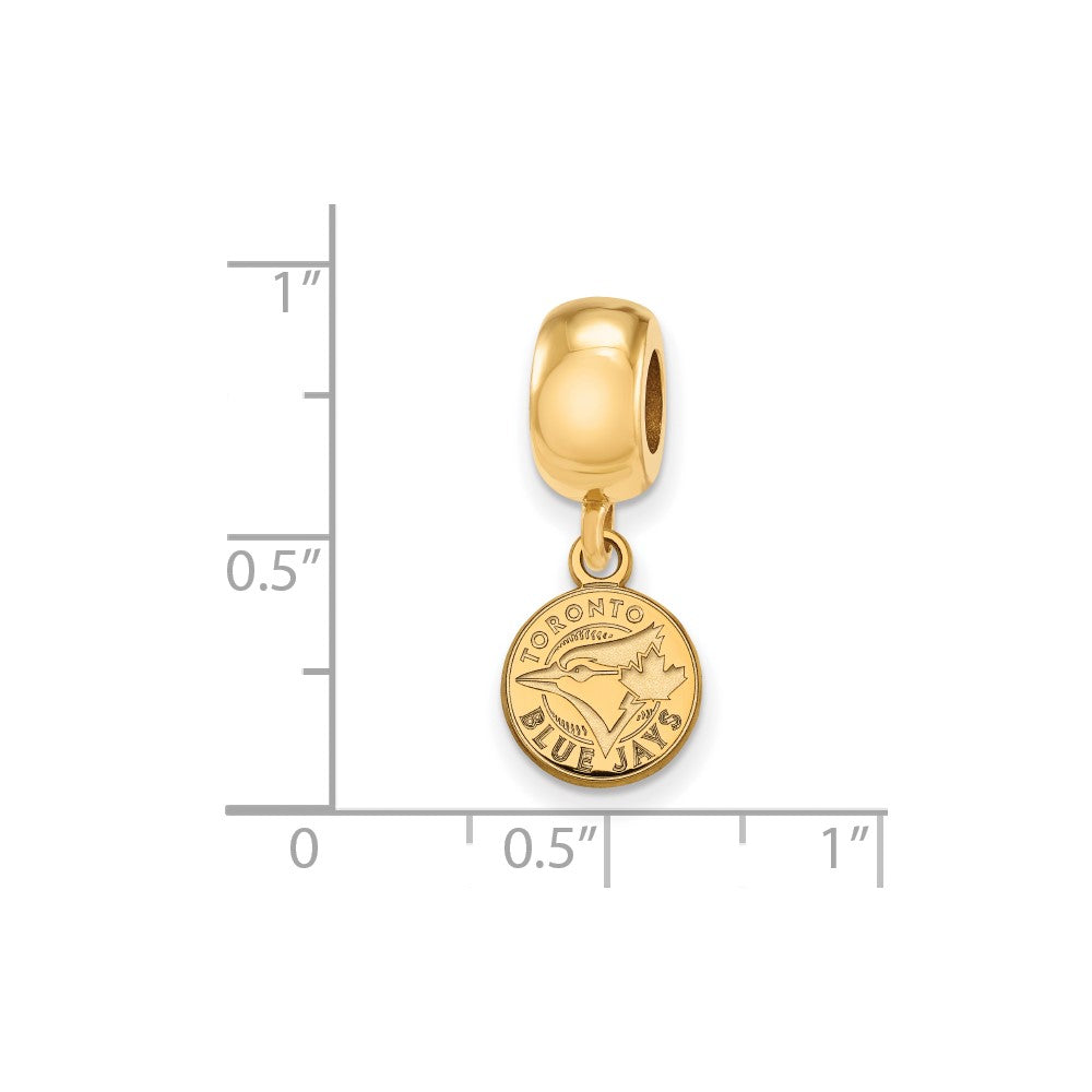 Sterling Silver Gold Plated Major League Baseball LogoArt Toronto Blue Jays Dangle Bead