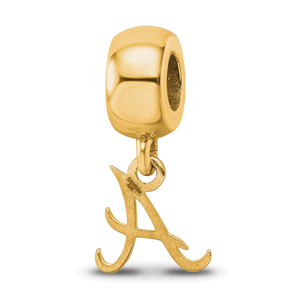 Sterling Silver Gold Plated Major League Baseball LogoArt Atlanta Braves Dangle Bead