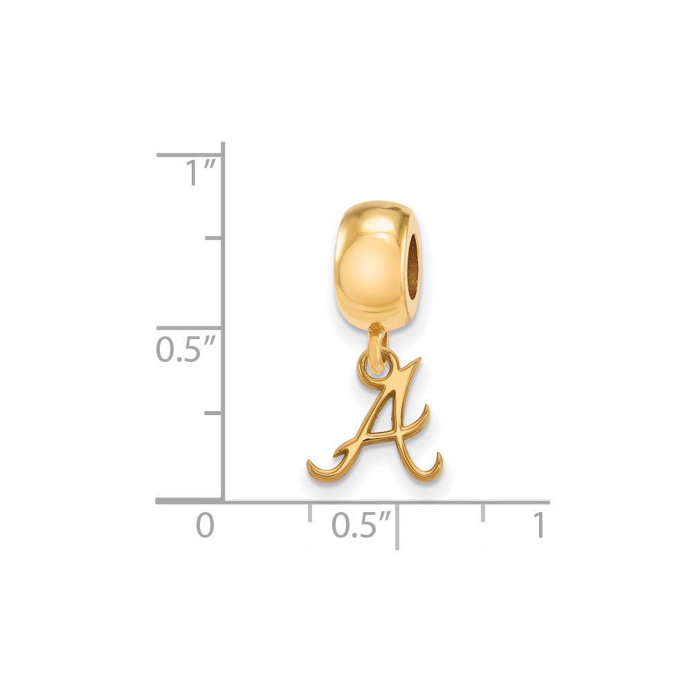 Sterling Silver Gold Plated Major League Baseball LogoArt Atlanta Braves Dangle Bead