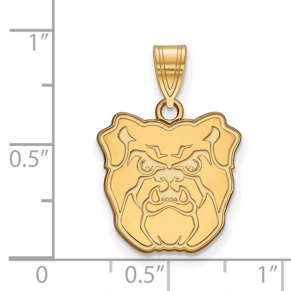 Sterling Silver Gold-plated LogoArt Butler University Bulldog Medium Pendant