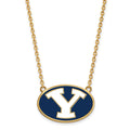 Sterling Silver Gold-plated LogoArt Brigham Young University Letter Y Large Enameled Pendant 18 inch Necklace
