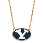 Sterling Silver Gold-plated LogoArt Brigham Young University Letter Y Large Enameled Pendant 18 inch Necklace