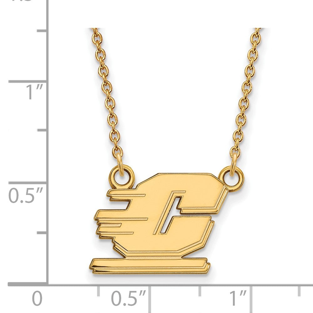 14k Gold LogoArt Central Michigan University Letter C Small Pendant 18 inch Necklace