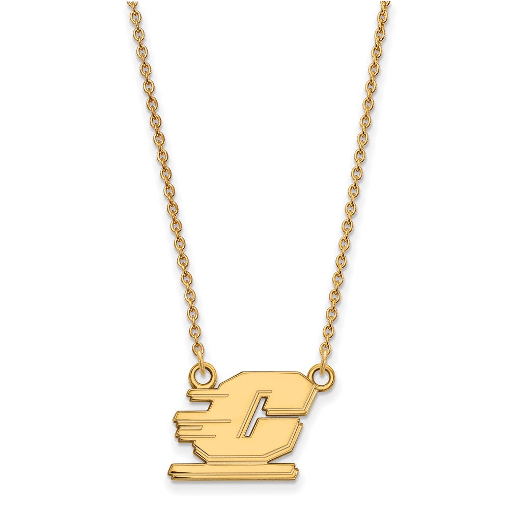 Sterling Silver Gold-plated LogoArt Central Michigan University Letter C Small Pendant 18 inch Necklace