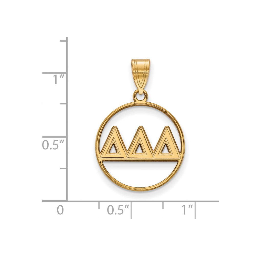 Sterling Silver Gold-plated LogoArt Delta Delta Delta Sorority Greek Letters Medium Circle Pendant