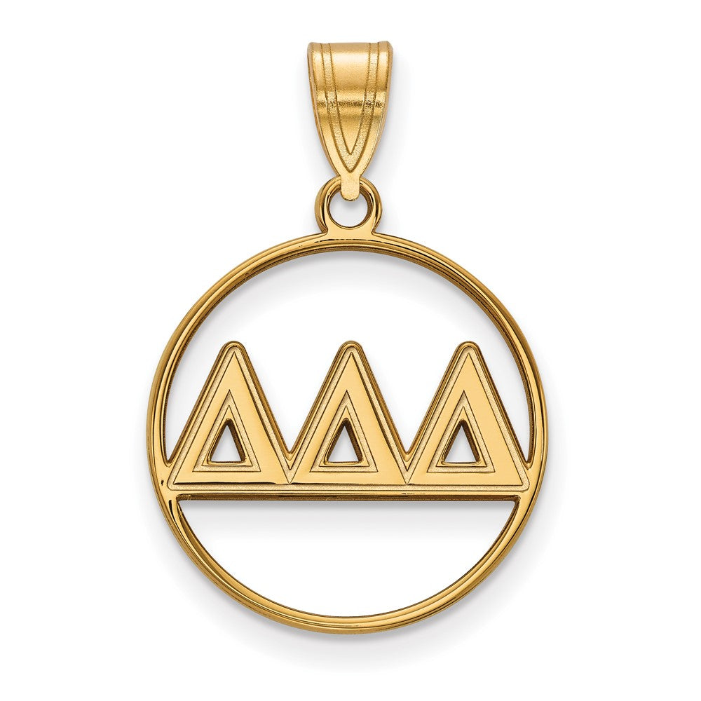Sterling Silver Gold-plated LogoArt Delta Delta Delta Sorority Greek Letters Medium Circle Pendant