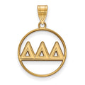 Sterling Silver Gold-plated LogoArt Delta Delta Delta Sorority Greek Letters Medium Circle Pendant