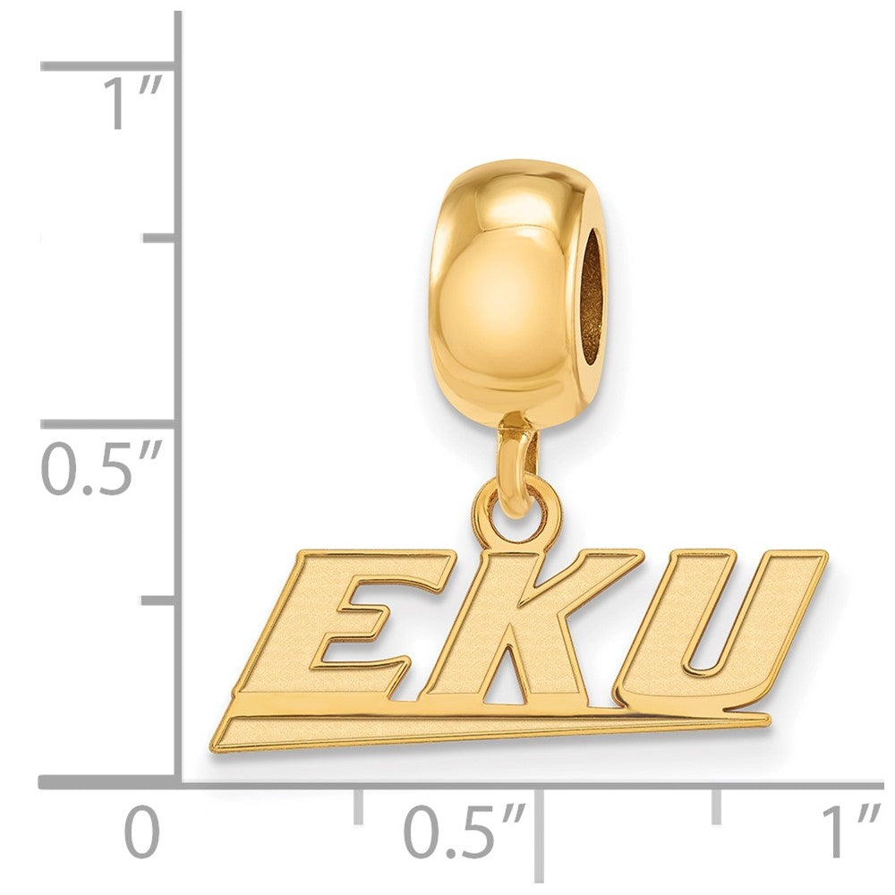 Sterling Silver Gold-plated LogoArt Eastern Kentucky University E-K-U Extra Small Dangle Bead Charm