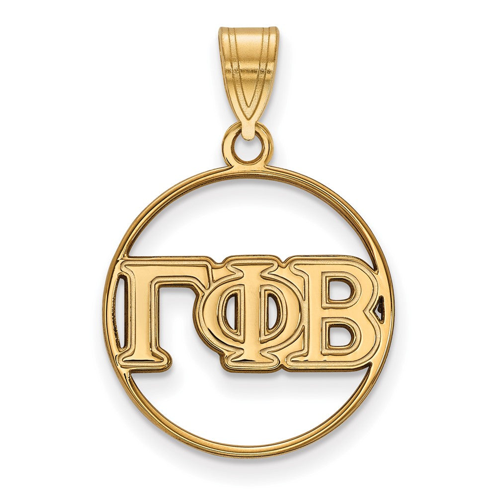 Sterling Silver Gold-plated LogoArt Gamma Phi Beta Sorority Greek Letters Medium Circle Pendant