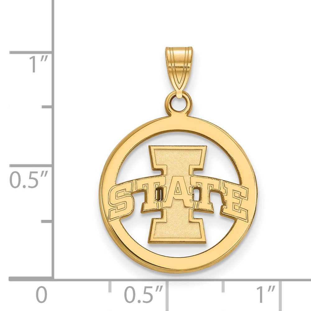 Sterling Silver Gold-plated LogoArt Iowa State University Medium Circle Pendant