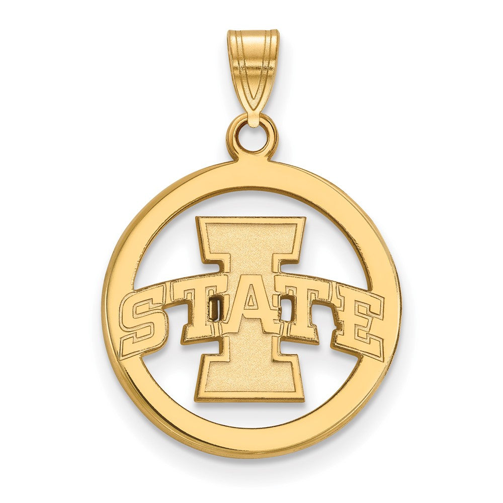 Sterling Silver Gold-plated LogoArt Iowa State University Medium Circle Pendant