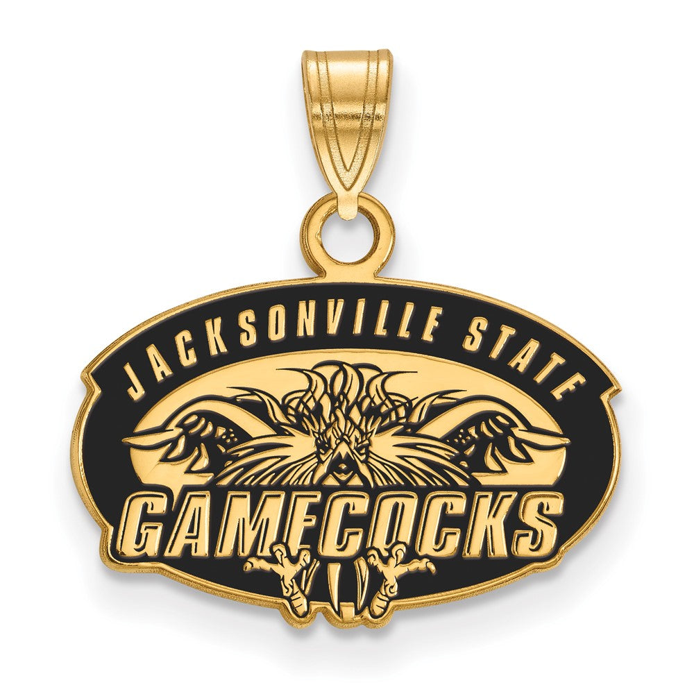 Sterling Silver Gold-plated LogoArt Jacksonville State University Small Enameled Pendant