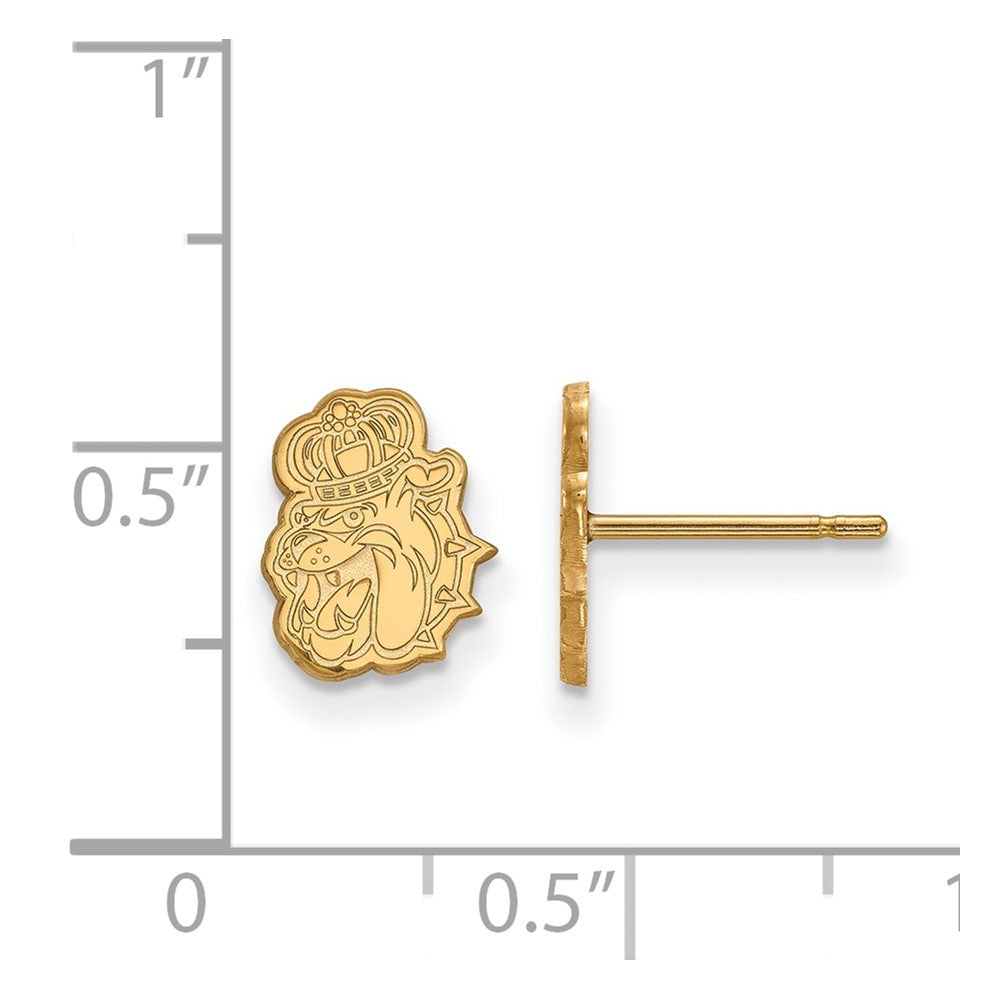 Sterling Silver Gold-plated LogoArt James Madison University Duke Dog Extra Small Post Earrings