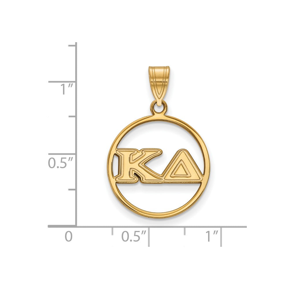 Sterling Silver Gold-plated LogoArt Kappa Delta Sorority Greek Letters Medium Circle Pendant