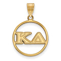 Sterling Silver Gold-plated LogoArt Kappa Delta Sorority Greek Letters Medium Circle Pendant