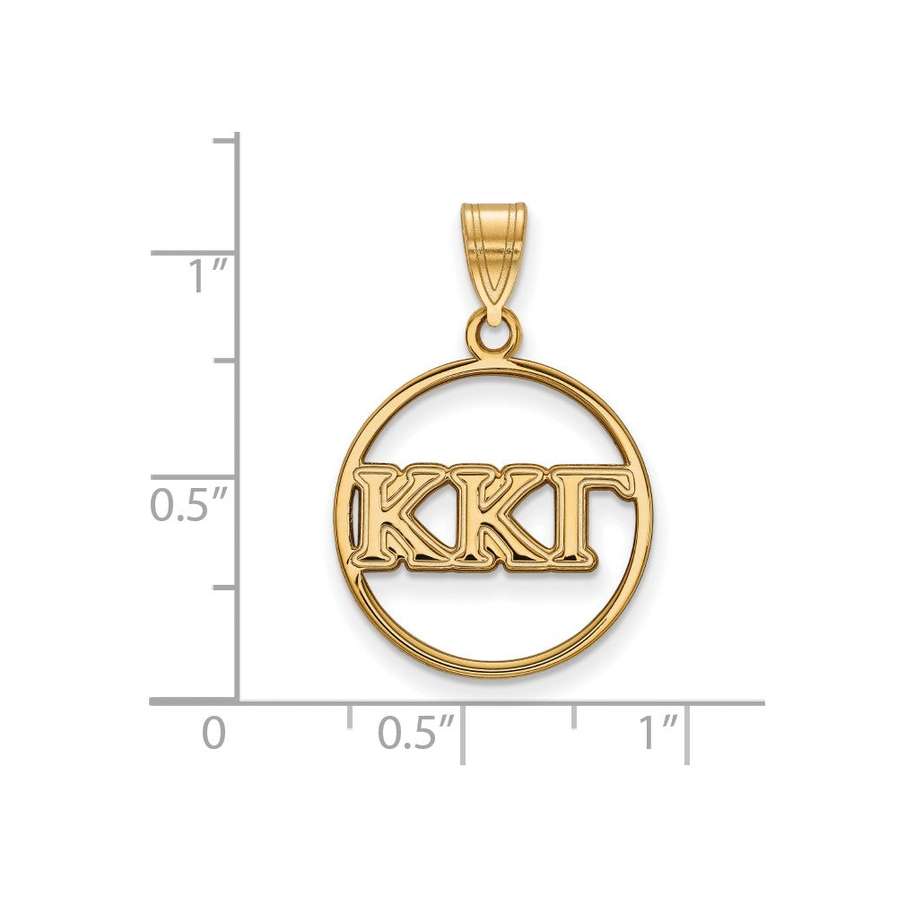 Sterling Silver Gold-plated LogoArt Kappa Kappa Gamma Sorority Greek Letters Medium Circle Pendant