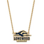 Sterling Silver Gold-plated LogoArt Longwood University Lancers Large Enameled Pendant 18 inch Necklace