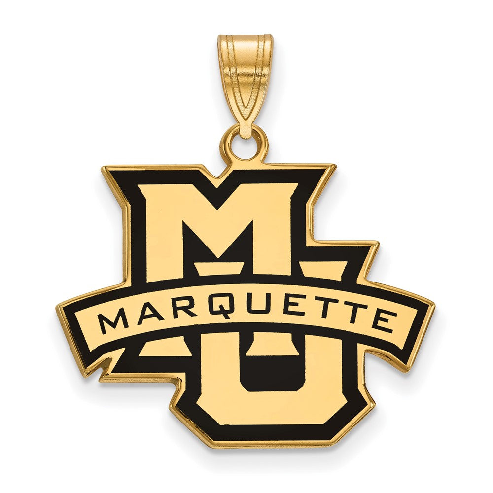 Sterling Silver Gold-plated LogoArt Marquette University Large Enameled Pendant