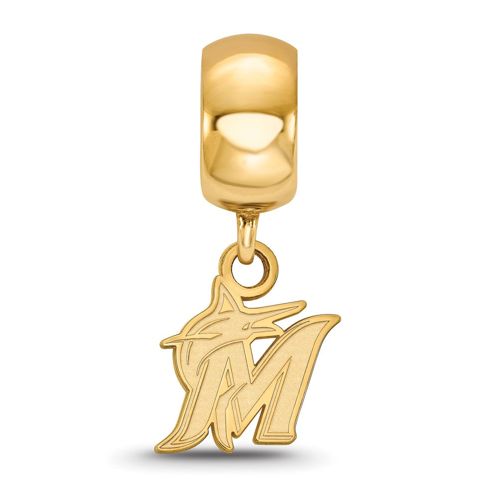 Sterling Silver Gold Plated Major League Baseball LogoArt Miami Marlins Dangle Bead