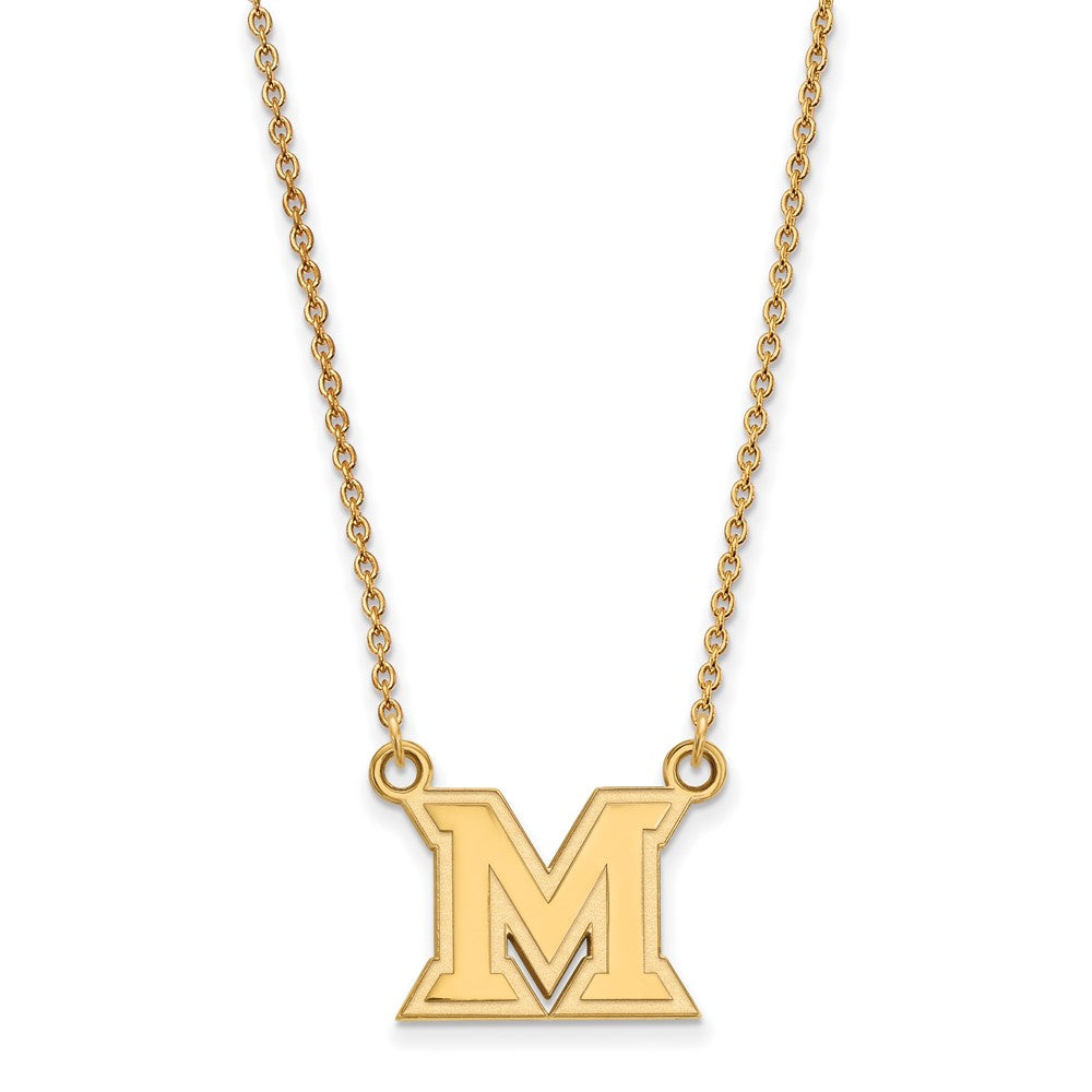 10k Gold LogoArt Miami University Ohio Letter M Small Pendant 18 inch Necklace