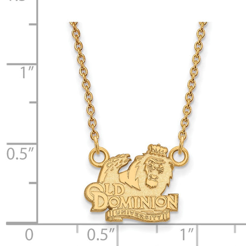 10k Gold LogoArt Old Dominion University Small Pendant 18 inch Necklace