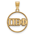 Sterling Silver Gold-plated LogoArt Pi Beta Phi Sorority Greek Letters Medium Circle Pendant