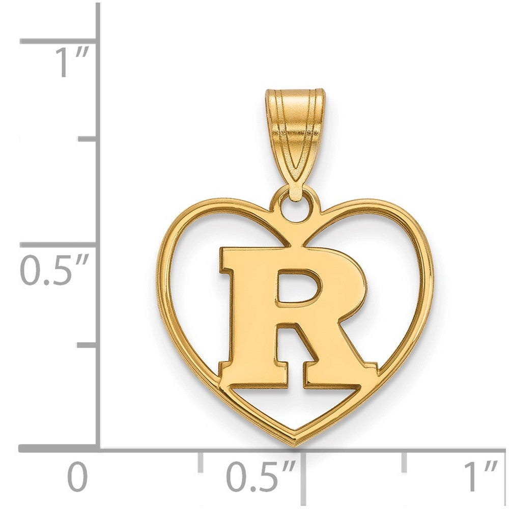 Sterling Silver Gold-plated LogoArt Rutgers University Letter R Heart Pendant