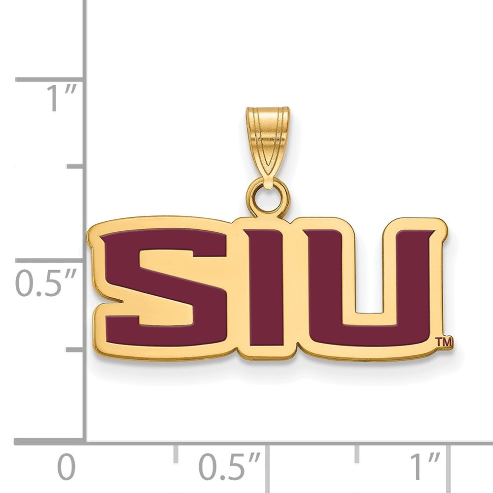 Sterling Silver Gold-plated LogoArt Southern Illinois University S-I-U Small Enameled Pendant